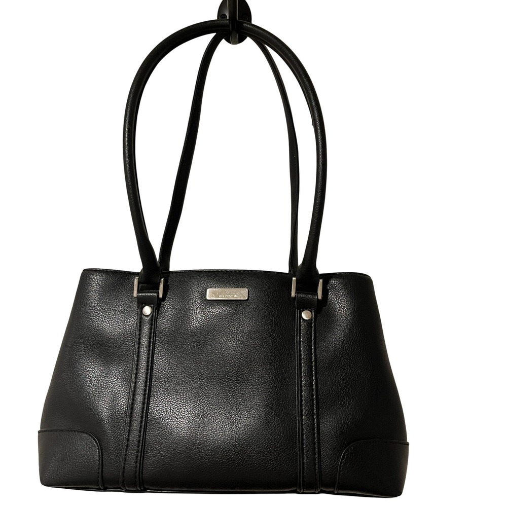 Liz Claiborne Black Pebbled Faux Leather Work‎ Tote Shoulder Bag